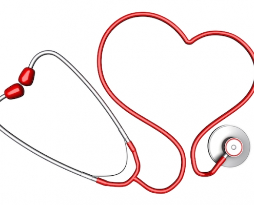 Heart-shaped stethoscope. Isolated on white background